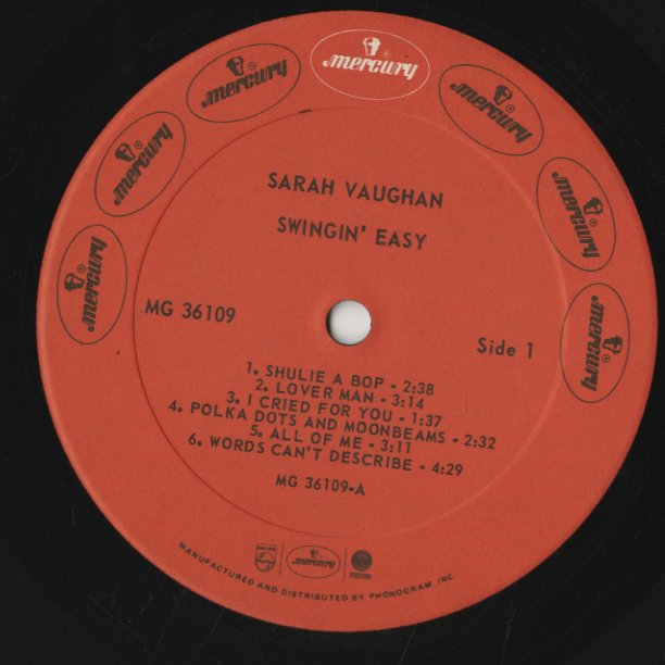 Sarah Vaughan / サラ・ヴォーン / Swingin' Easy (MG36109)