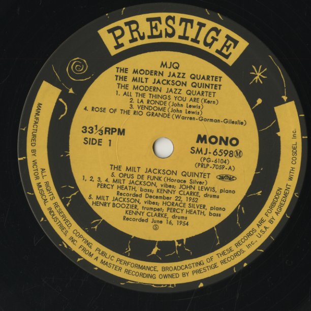Modern Jazz Quartet - Milt Jackson Quintet / MJQ (SMJ-6598(M))