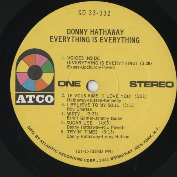 Donny Hathaway / ダニー・ハサウェイ / Everything Is Everything (SD 33-332)