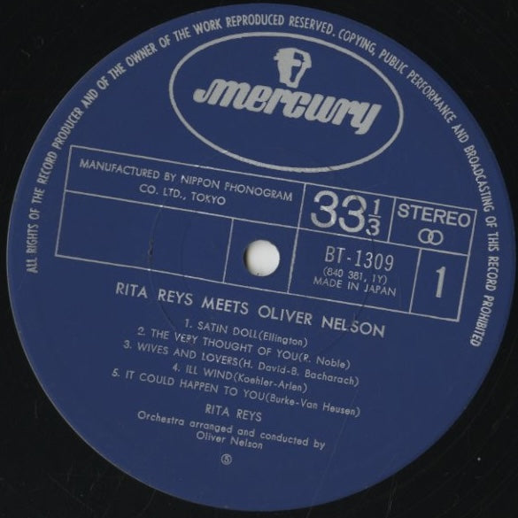 Rita Reys / リタ・ライス / Rita Reys Meets Oliver Nelson (BT-1309)