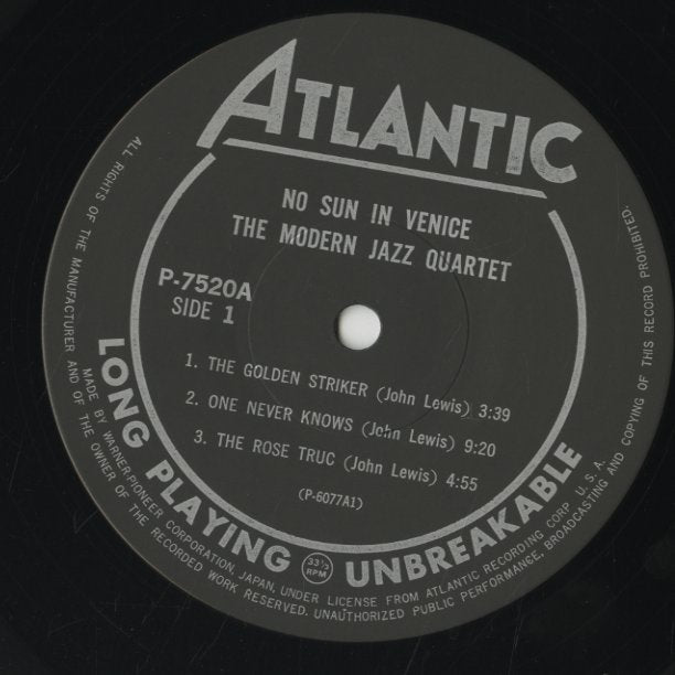 The Modern Jazz Quartet / モダン・ジャズ・カルテット / No Sun In Venice (P-7520A)