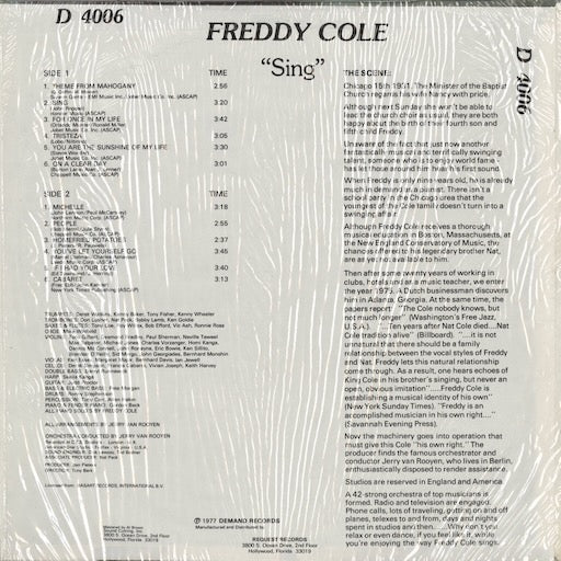 Freddy Cole - Sing (D4006) LP 1978 US Demand|中古LP