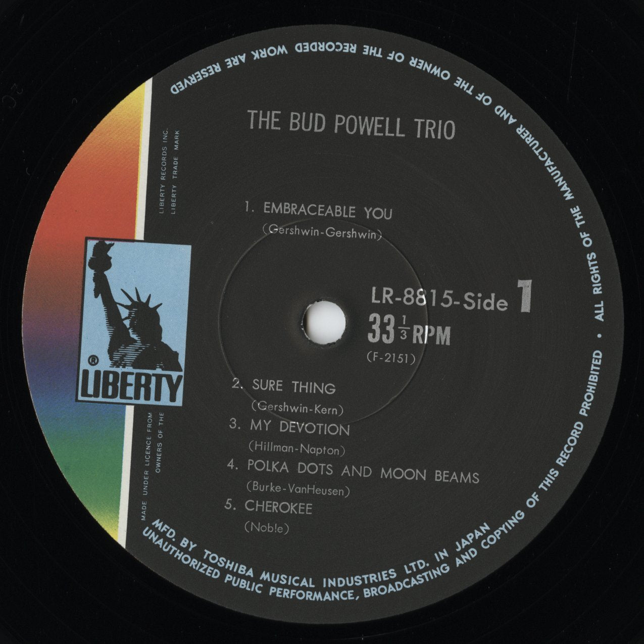 Bud Powell Trio - The Bud Powell Trio (LR-8815) LP 1968 JPN Liberty|中古LP