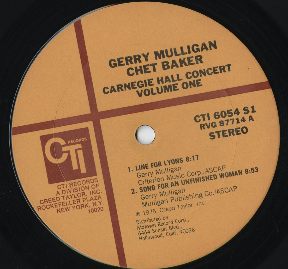 Gerry Mulligan, Chet Baker - Carnegie Hall Concert Volume 1 (CTI 6054 S1) 1975 US CTI|中古LP