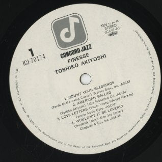 Toshiko Akiyoshi / 秋吉敏子 / Finesse (ICJ-70174)