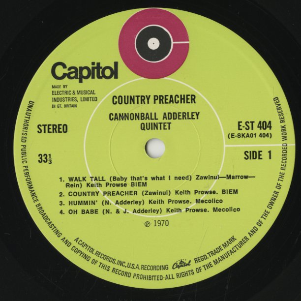 Cannonball Adderley / キャノンボール・アダレイ / Country Preacher (E-ST404)
