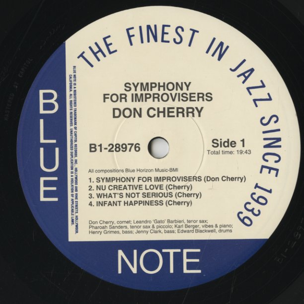 Don Cherry – Symphony For Improvisers (B1-28976) LP 1994 US Blue Note|中古LP
