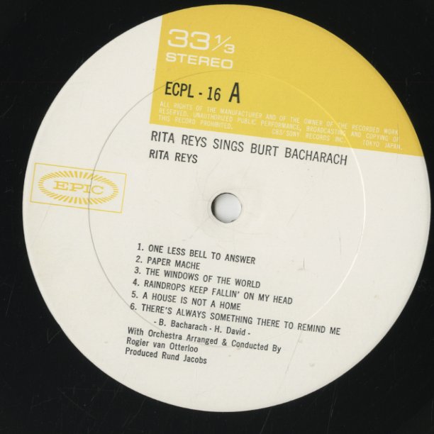 Rita Reys - Sings Burt Bacharach (ECPL-16) 1971 JPN CBS-SONY|中古LP