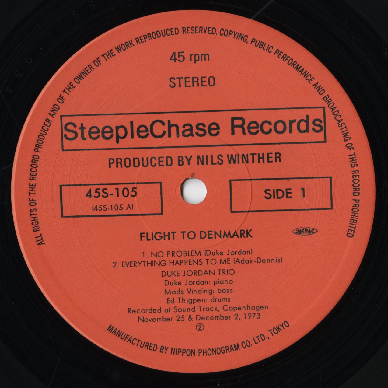 Duke Jordan / デューク・ジョーダン / Flight To Denmark (45S-105)
