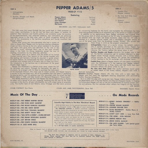 Pepper Adams - Pepper Adams Quintet (MODE LP #112) 1957 US MODE|中古LP