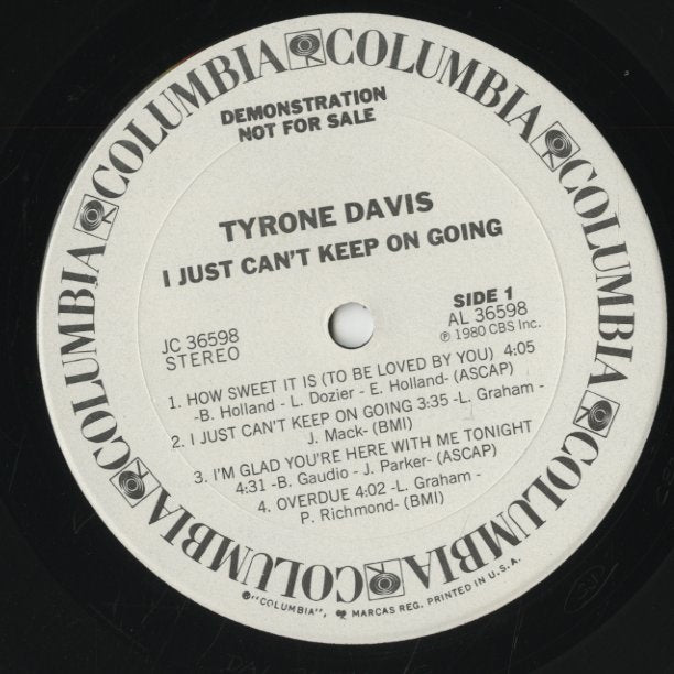 Tyrone Davis / タイロン・デイヴィス / I Just Can't Keep On Going (JC36598)