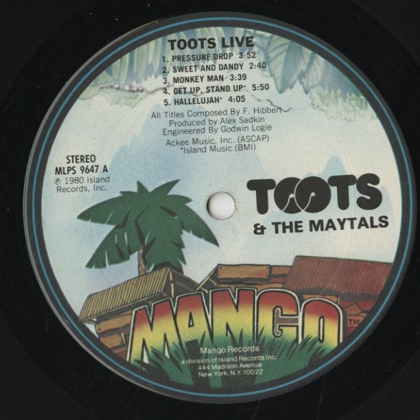 Toots And The Maytals / トゥーツ&ザ・メイタルズ / Live (MLPS9647)
