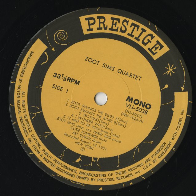 Zoot Sims / ズート・シムズ / Quartets (VIJ-5038M)