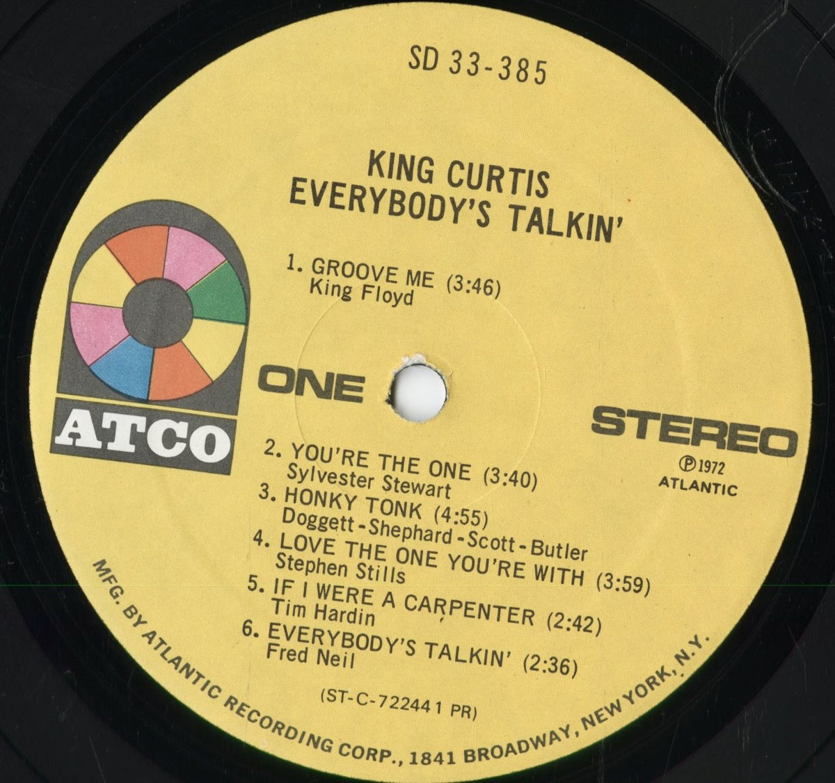 King Curtis - Everybody's Talkin' (SD 33-385) 1972 US Atco|中古LP