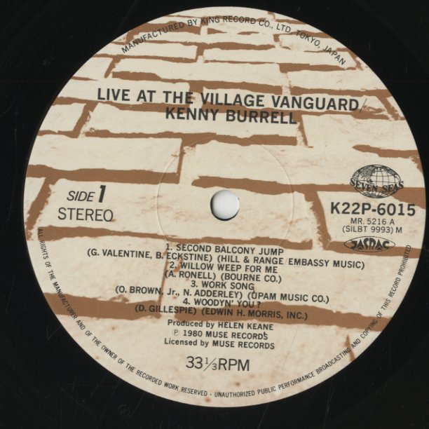 Kenny Burrell / ケニー・バレル / Live At Village Vanguard (K22P 6015)