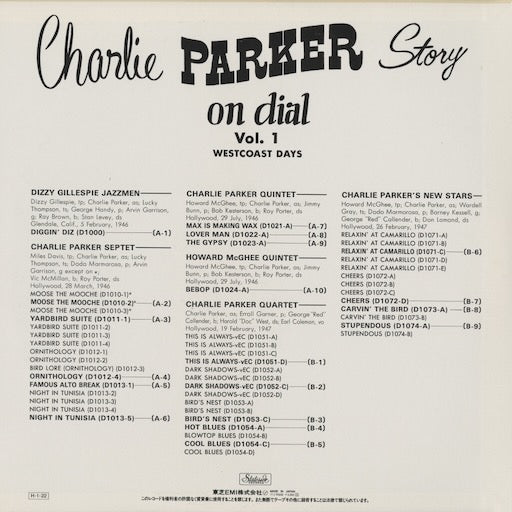 Charlie Parker - Charlie Parker Story On Dial Volume 1: Westcoast Days (ITJ-70232) 1985 JPN Spotlite Records|中古LP