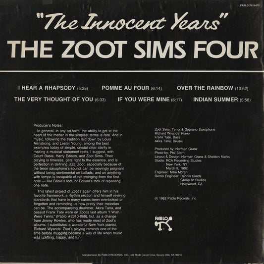 Zoot Sims - The Innocent Years (2310-872) LP 1982 US Pablo Records|中古LP