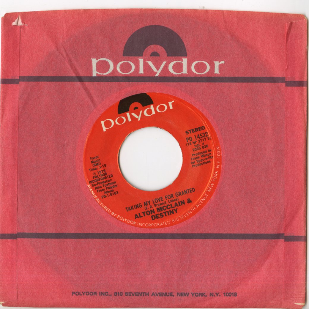 Alton McClain & Destiny / アルトン・マクレイン&ディスティニー / It Must Be love / Taking My Love For Granted -7 (PD14532)