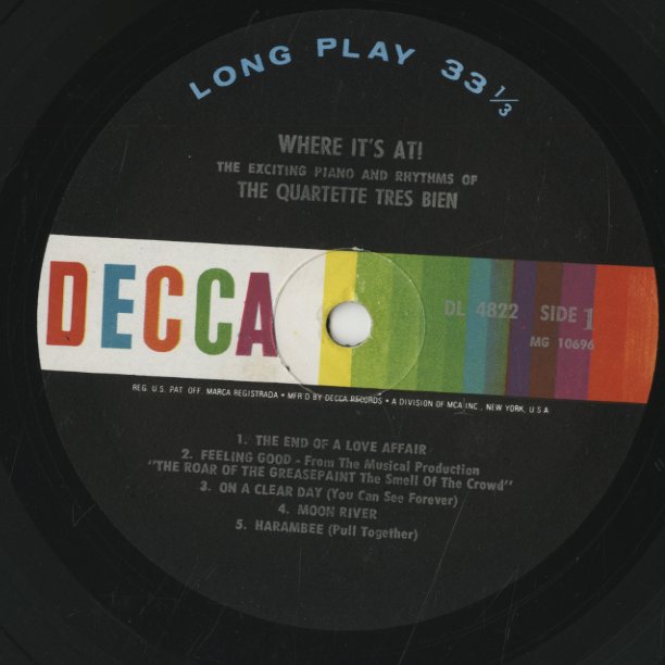 Quartette Tres Bien – Where It's At! (DL 4822) LP 1967 US Decca | 中古LP