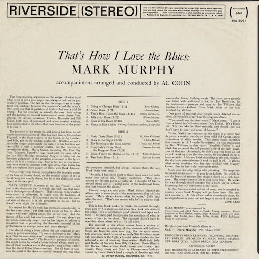 Mark Murphy - That's How I Love The Blues! (SMJ-6091) 1975 JPN Riverside|中古LP
