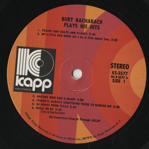 Burt Bacharach / バート・バカラック / Plays His Hits (KS3577)