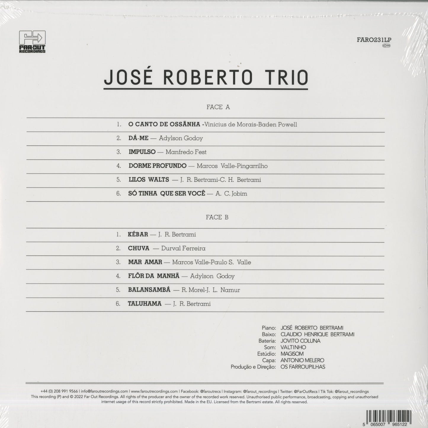 Jose Roberto Trio - Jose Roberto Trio (1966) (FARO231LP) LP 2022 UK Far Out|新品LP