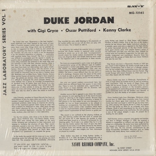 Duke Jordan - Do It Yourself Jazz Vol. 1 (MG12145) 1970s US Savoy|中古LP