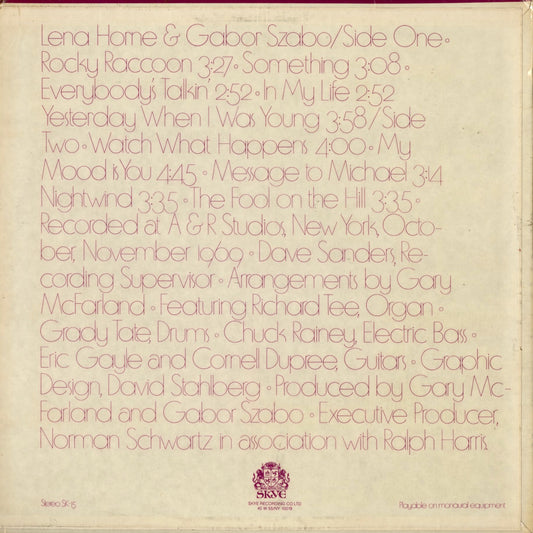 Lena Horne & Gabor Szabo – Watch What Happens (SK 15) 1970 US SKYE|中古LP