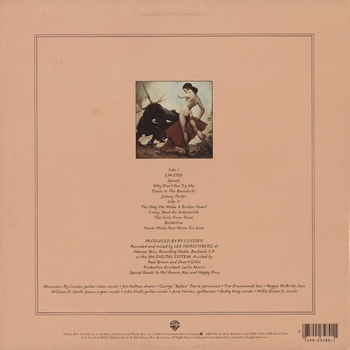 Ry Cooder - Borderline (BSK 3489) 1980 US Warner Bros|中古LP