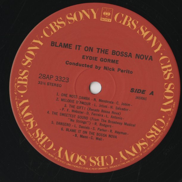 Eydie Gorme / イーディ・ゴーメ / Blame It On The Bossa Nova (28AP 3323)
