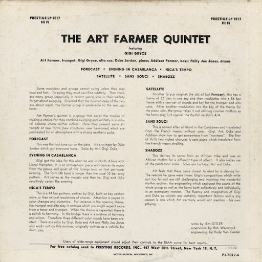 Art Farmer - Art Farmer Quintet Featuring Gigi Gryce (PJ-7017-4) LP 1972 JPN Prestige|中古LP