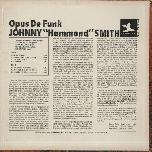 Johnny Hammond Smith - Opus De Funk (PR7420) LP 1966 US Prestige|中古LP
