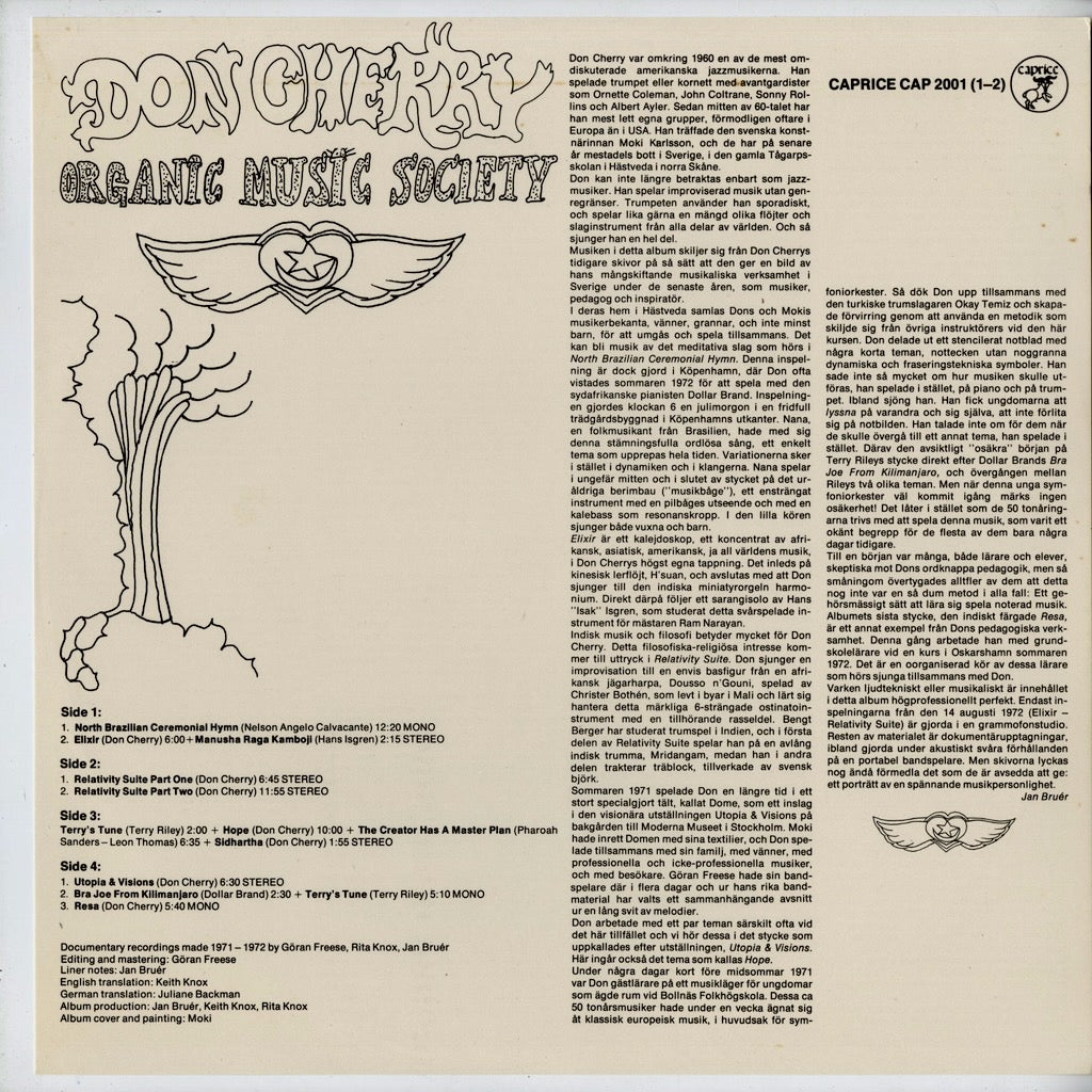 Don Cherry – Organic Music Society (CAP 2001-2) 2LP 1973 SWE Caprice Records|中古LP