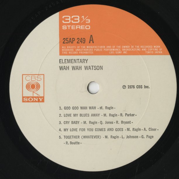 Wah Wah Watson / ワー・ワー・ワトソン / Elementary (25AP249)