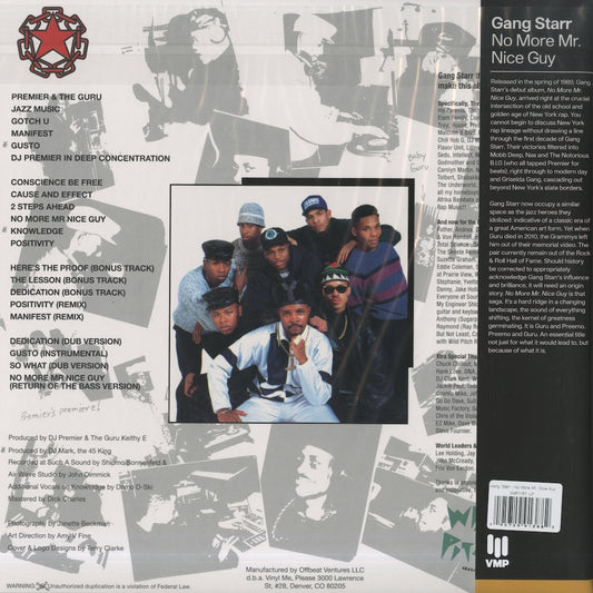 Gang Starr - No More Mr. Nice Guy -2LP (RH059) Vinyl Me, Please. wild pitch back