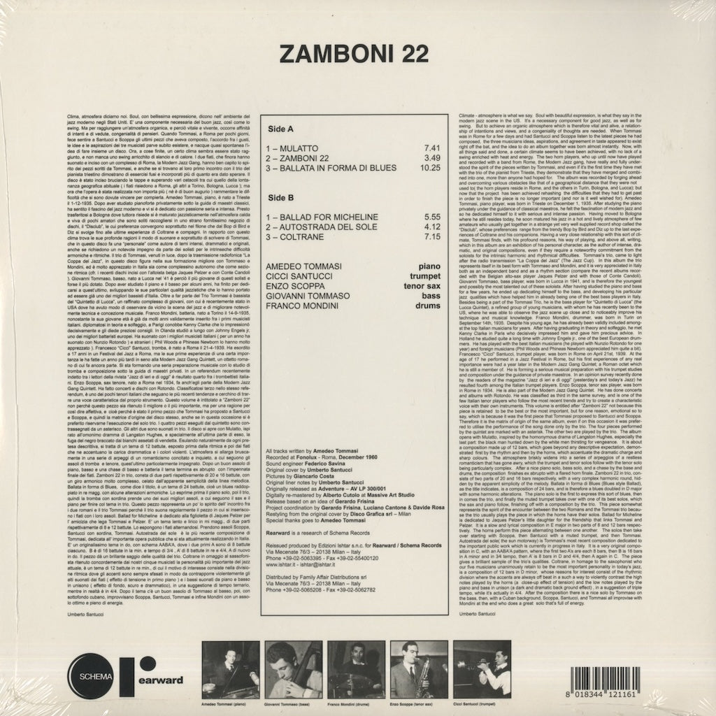 Trio Tommasi – Zamboni 22 (RW116LP) LP 2001 ITA Rearward|新品LP
