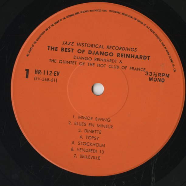 Django Reinhardt & The Quintette Of The Hot Club Of France - The Best Of Django Reinhardt (HR-112-EV) LP 1961 JPN Columbia|中古LP