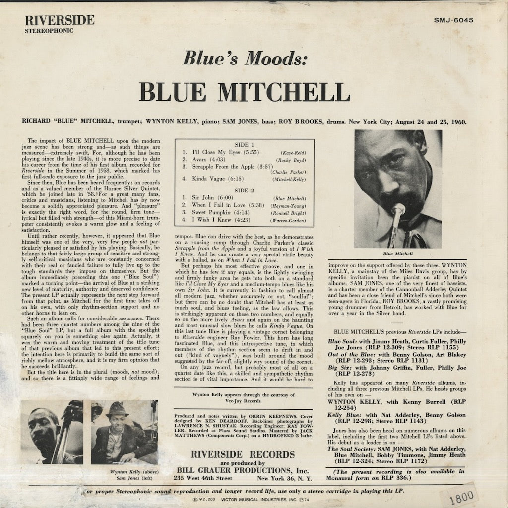 Blue Mitchell / ブルー・ミッチェル / Blue's Moods (SMJ-6045)