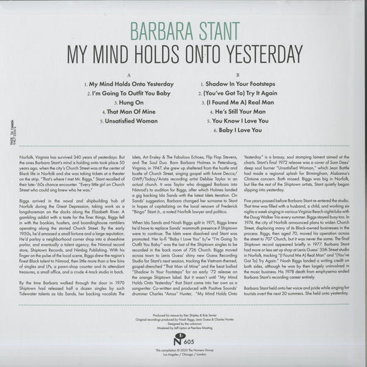 Barbara Stant - My Mind Holds Onto Yesterday (NUM605LP) 2023 US Numero Group|新品LP back