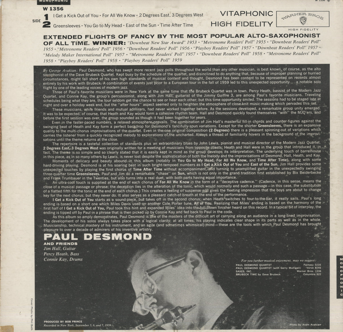 Paul Desmond / ポール・デスモンド / "First Place Again" Playboy (B 1356)