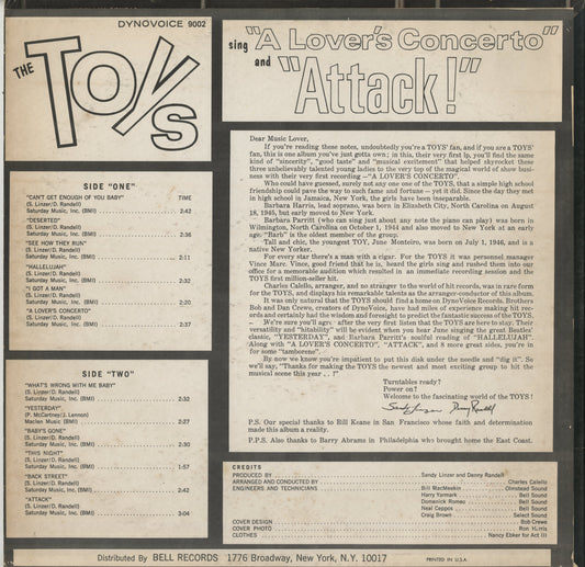 The Toys - The Toys Sing A Lover's Concerto And Attack (DVM 9002) LP 1966 US Dyno Voice|中古LP