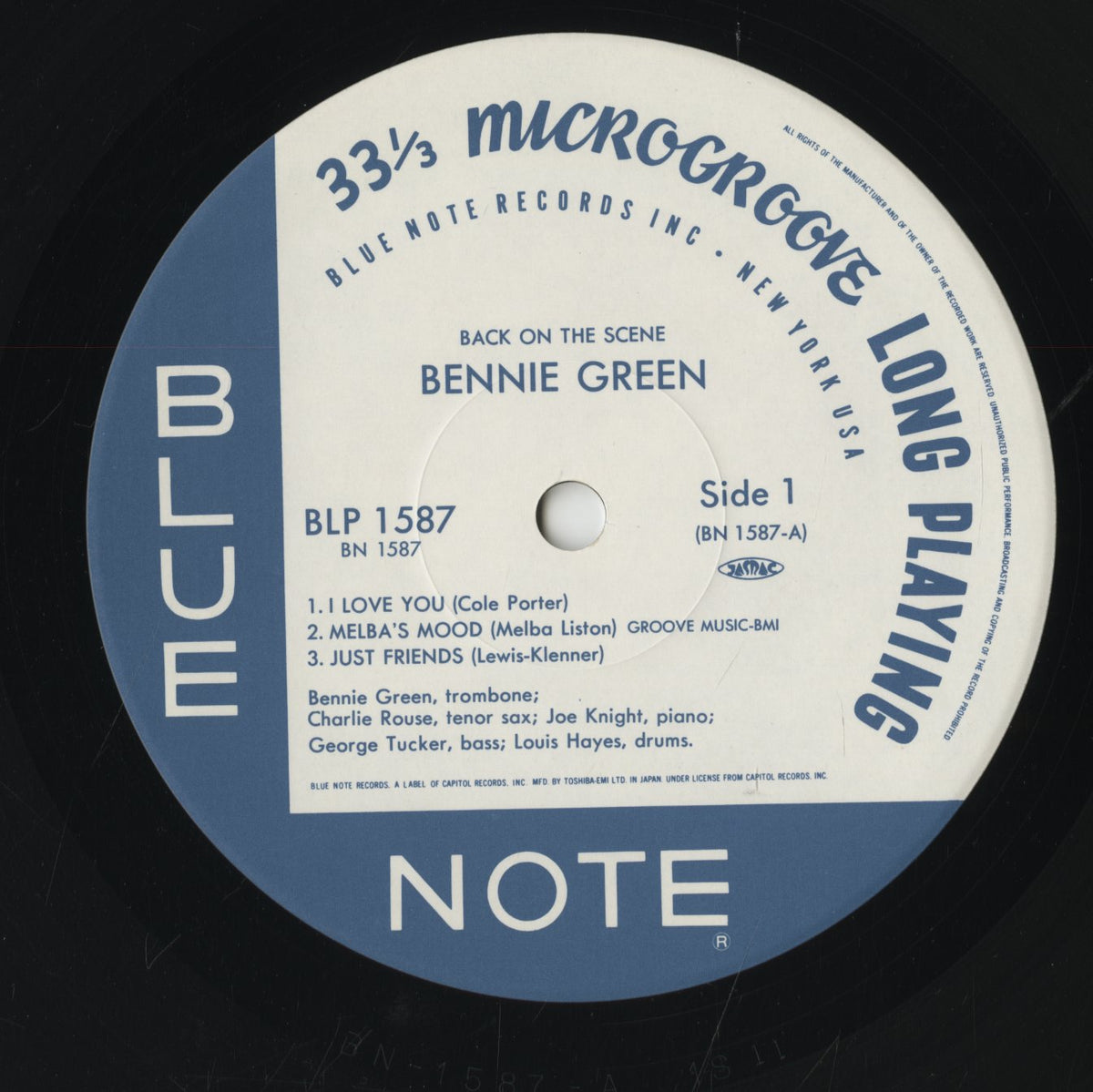 Bennie Green / ベニー・グリーン / Back On The Scene(BN 1587)