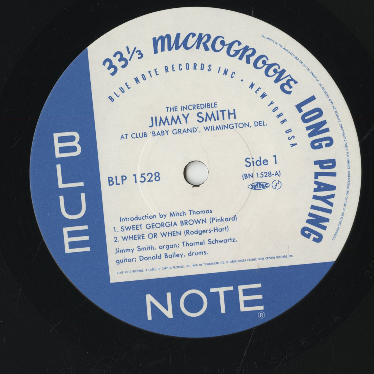 Jimmy Smith - At Club Baby Grand Wilmington Delaware (BN 1528) LP 1983 JPN Blue Note|中古LP