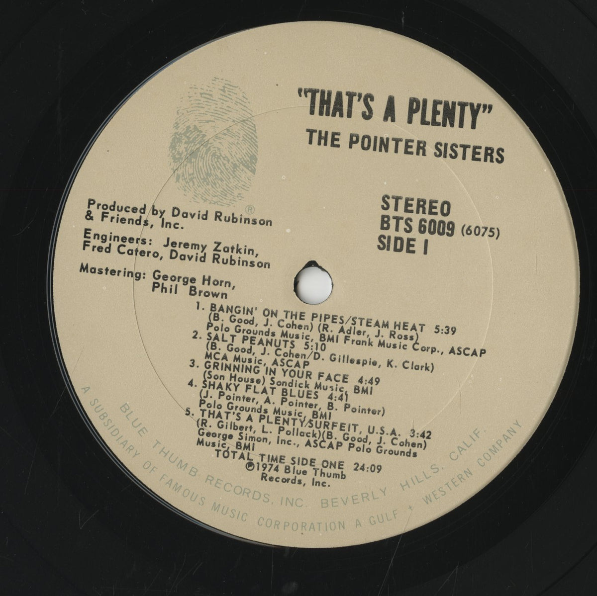 The Pointer Sisters / ポインター・シスターズ / That's Plenty (BTS 6009)