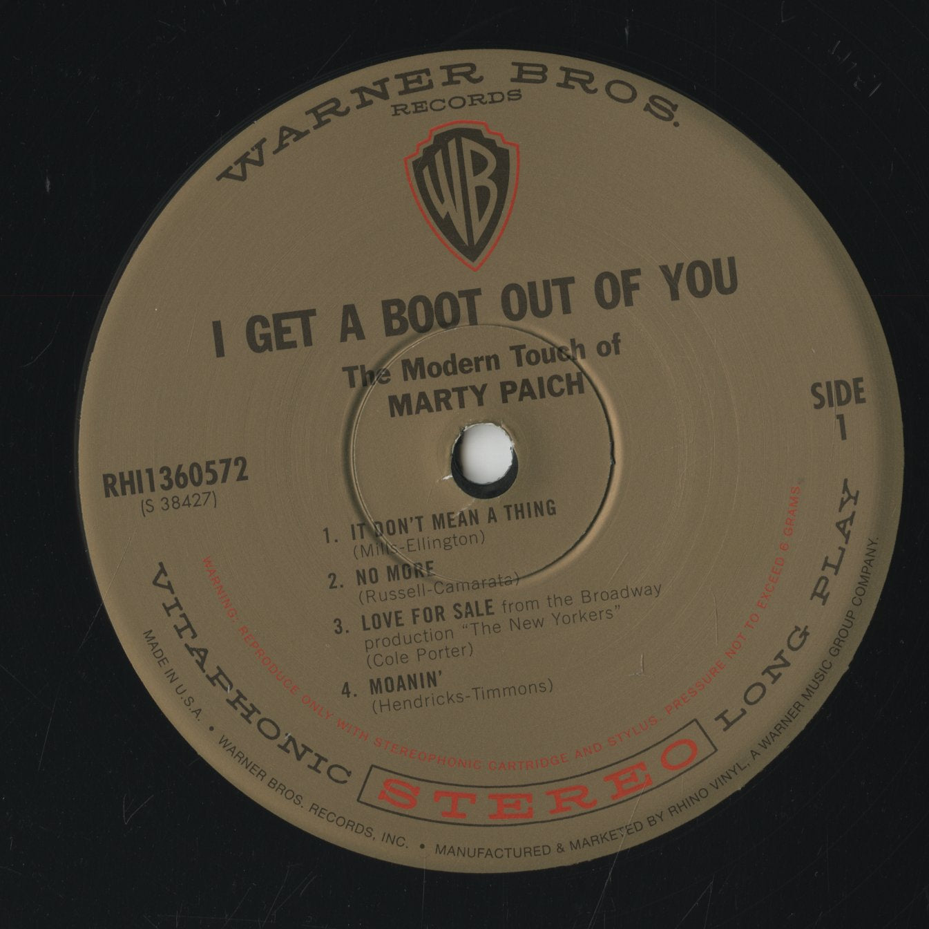 Marty Paich/ マーティ・ペイチ / I Get a Boot Out of You (RHI1360572)