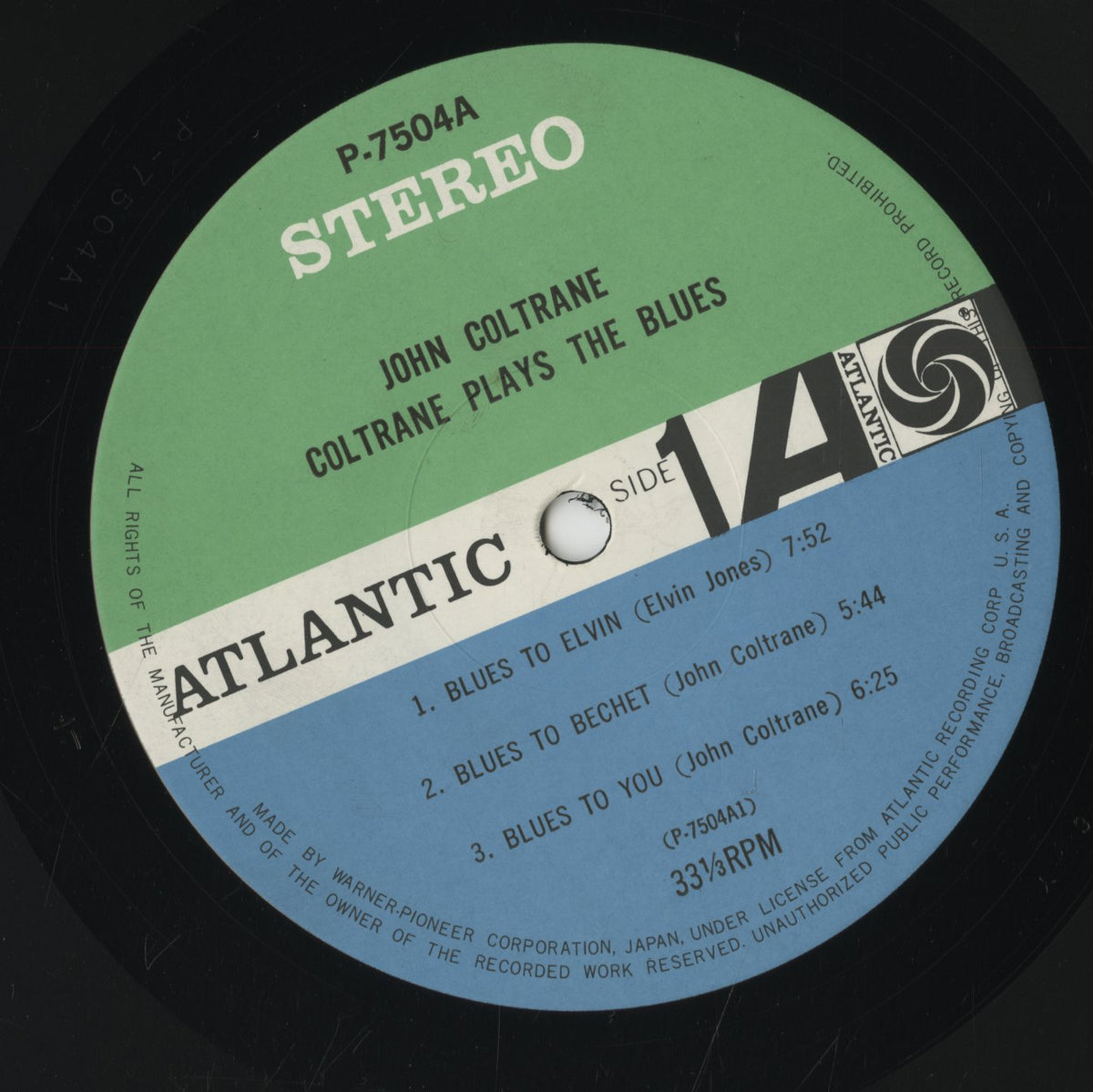 John Coltrane / ジョン・コルトレーン / Coltrane Plays The Blues (P-7504A)