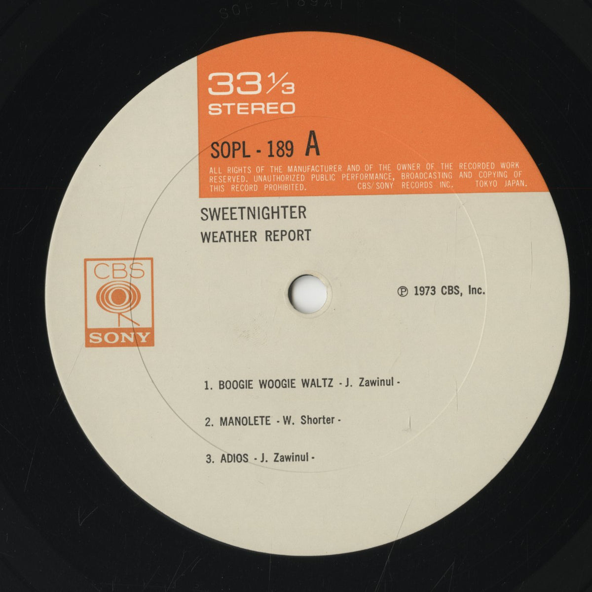 Weather Report - Sweetnighter (SOPL-189) LP 1973 JPN CBS Sony|中古LP