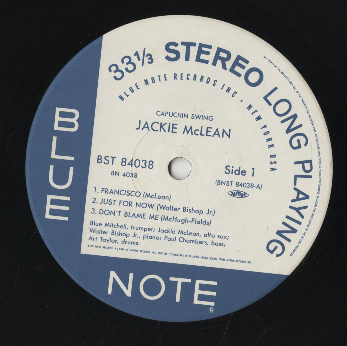 Jackie McLean - Capuchin Swing (BST 84038) LP 1990 JPN Blue Note|中古LP