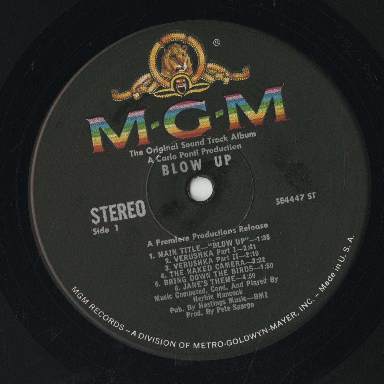 Herbie Hancock – Blow Up -OST (SE 4447ST) LP 1966 US MGM | 中古LP