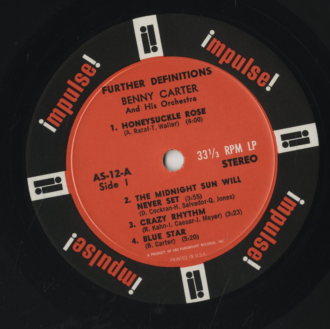 Benny Carter – Further Definitions (AS-12) LP 1963 US Impulse! | 中古LP